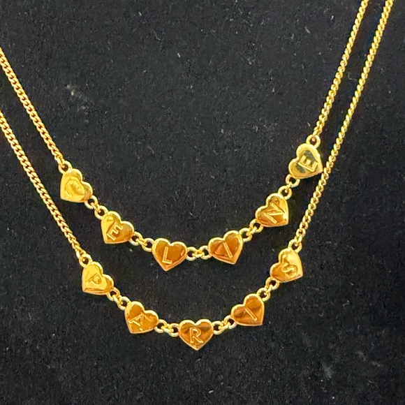 Celine Double Layer Gold Heart Necklace - Picture 3 of 7